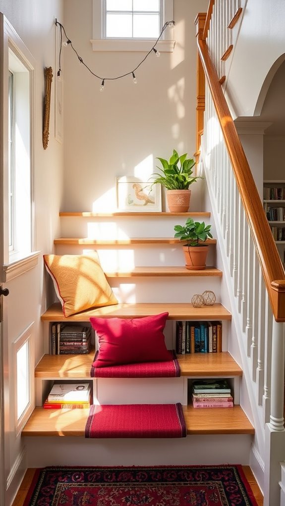 cozy staircase seating nook