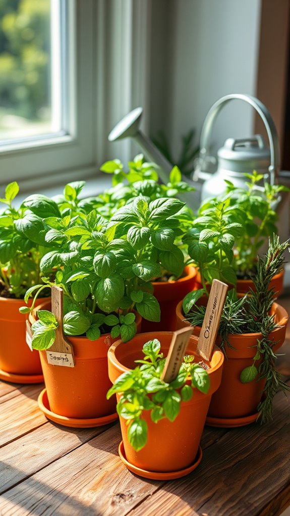 herb garden in pots