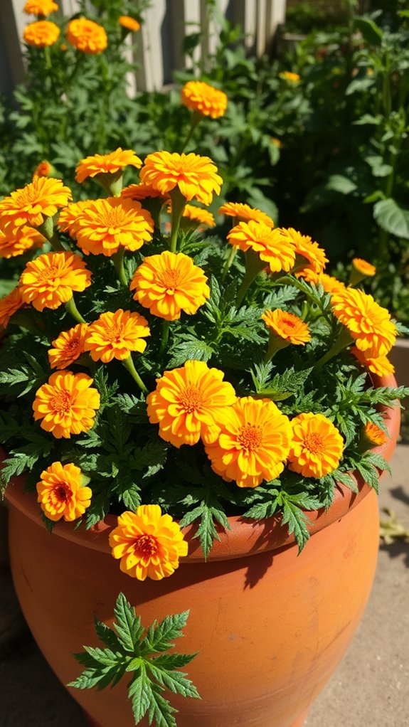 marigolds pest repelling container flowers