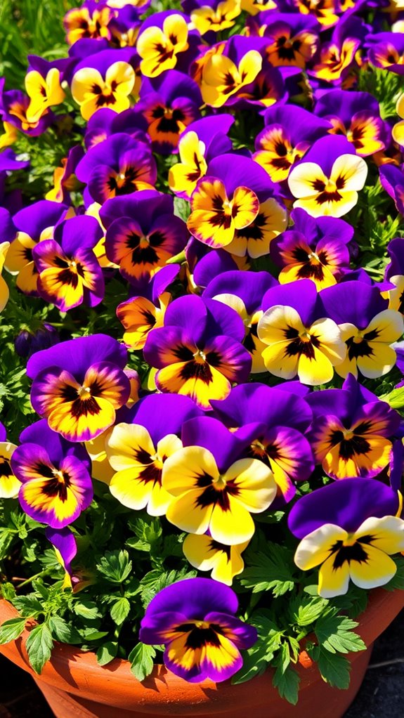 vibrant spring container pansies