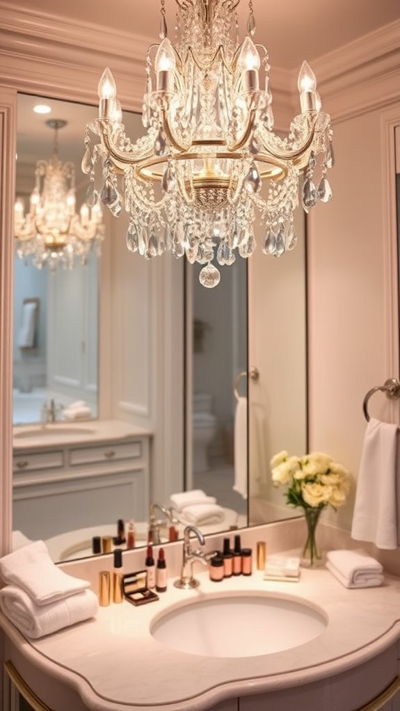 elegant chandeliers elevate bathrooms