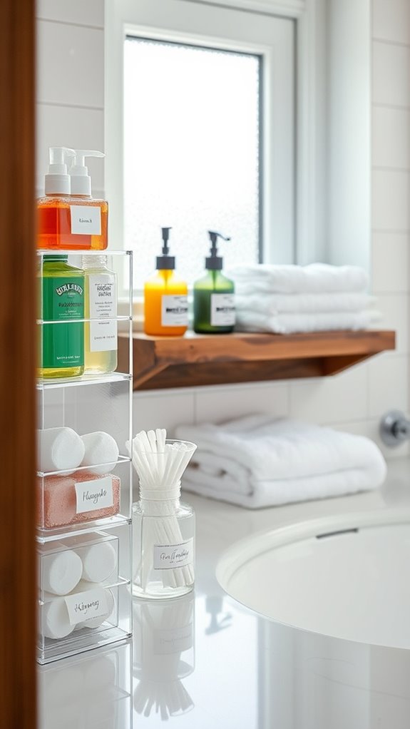 organized bathroom cleaning station